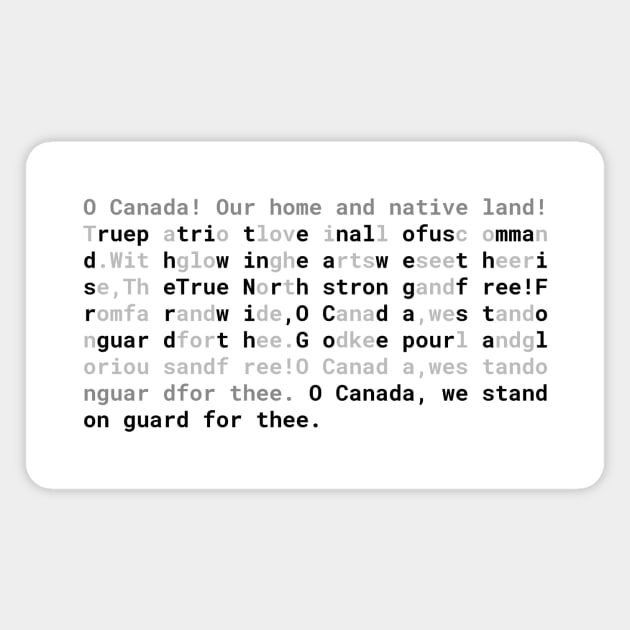 Text: CANADA Anthem (english) (black) Magnet by itemful